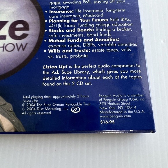 Listen Up! by Suze Orman (CD, 2004, Penguin Audio) 2 Disc Set, Sealed, Brand New - Picture 5 of 7